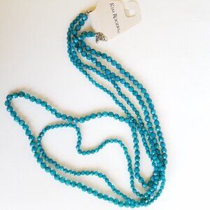 Kim Rogers Long Double Strand Beaded Necklace Teal 42" 38" New Cerulean Blue